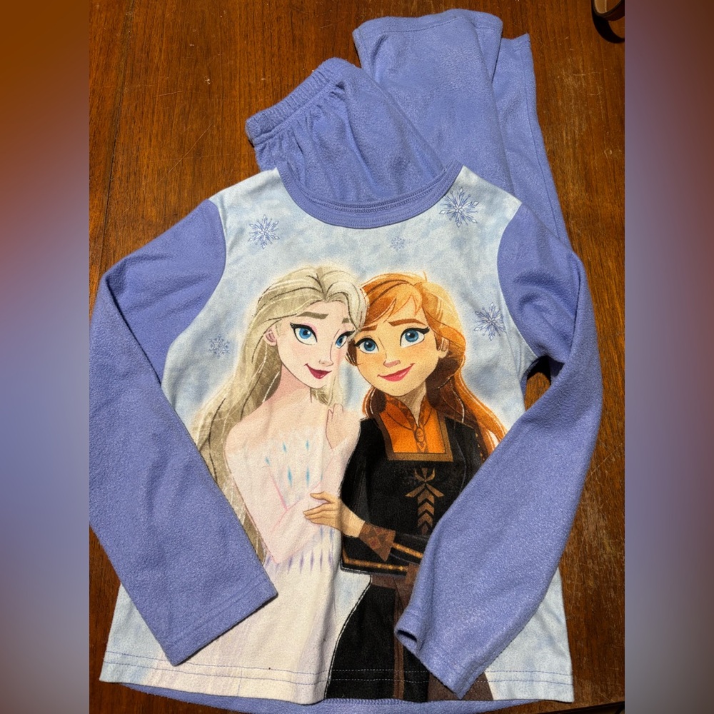 Disney Frozen Girls Long Sleeve Top and Pants Pajama Sleep Set Size 6/6X - Picture 2 of 7